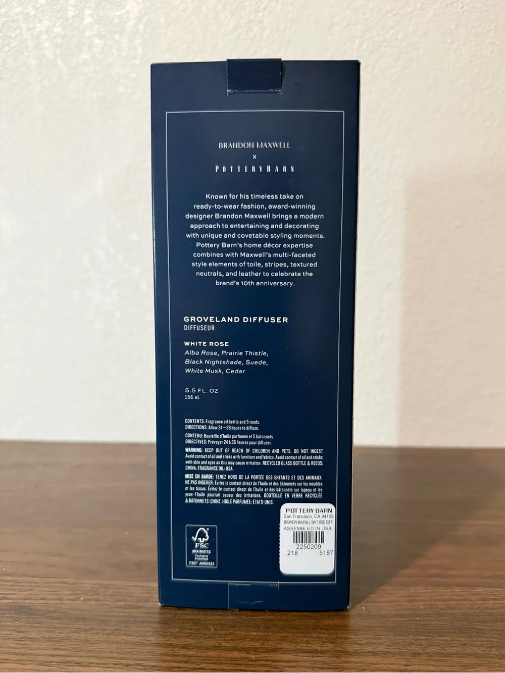 Pottery Brandon Maxwell Homescent Collection Diffuser White Rose
